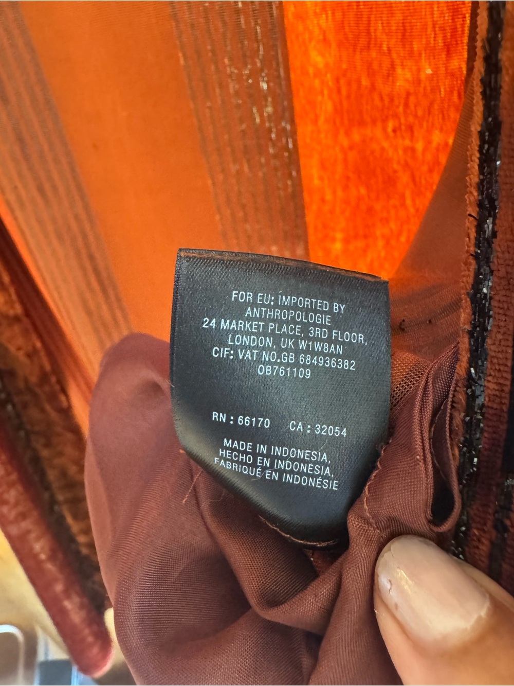Anthropologie Rust Brown Striped Velvet Duster/Kimono w/ Pockets - Picture 8 of 13